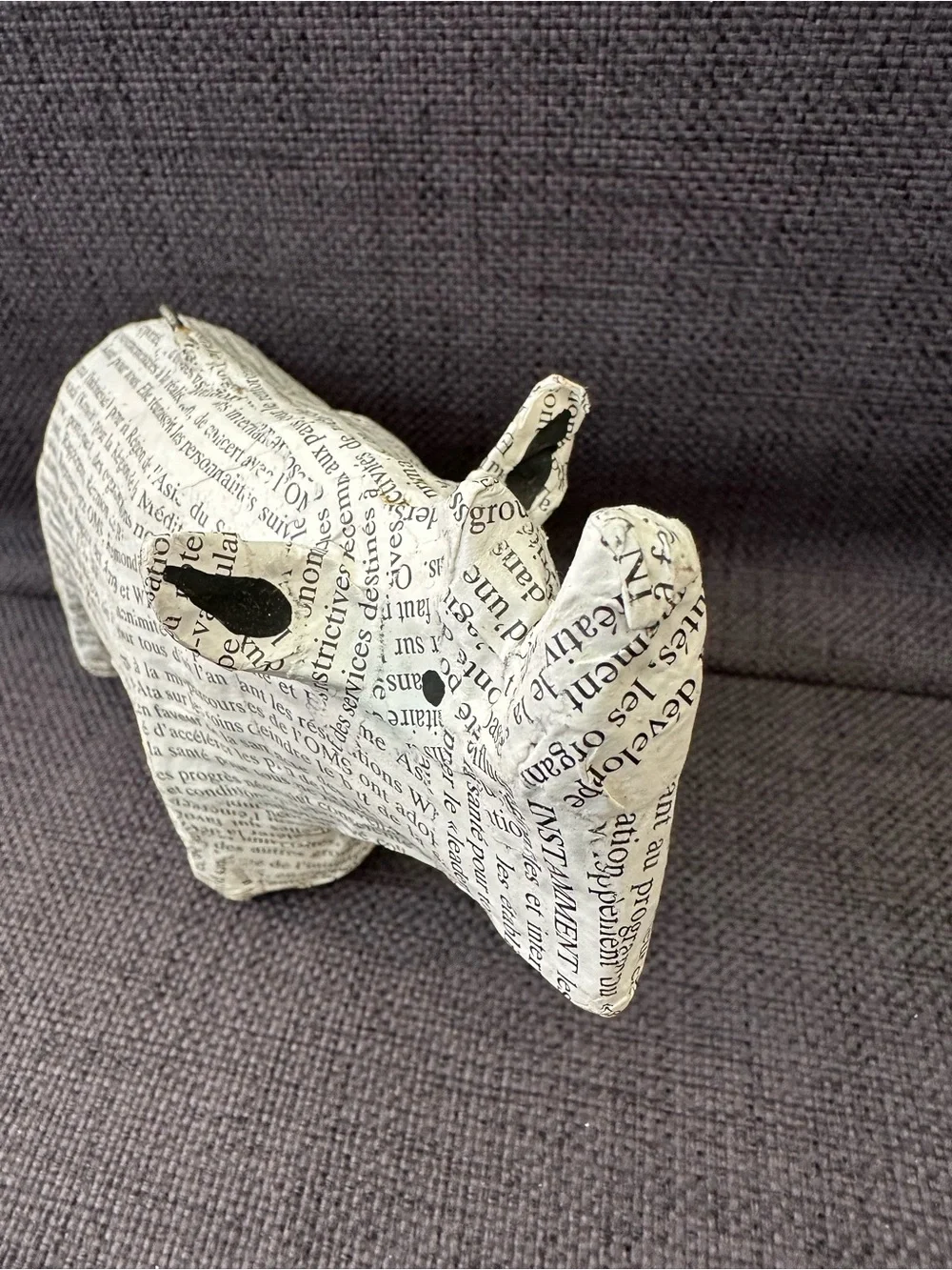 CB2 Paper-Mâché Safari Animal 4 piece Set - Newspaper Printed Animal Ornaments